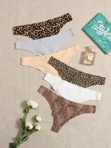 Yoga Sxy 6PCS Leopard Thong Sports Briefs - Multicolor - View 1