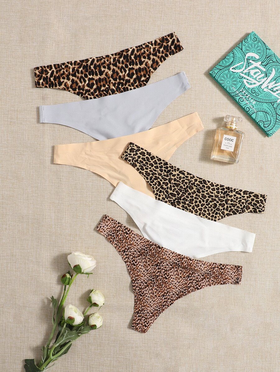 Yoga Sxy 6PCS Leopard Thong Sports Briefs - Multicolor - View 1