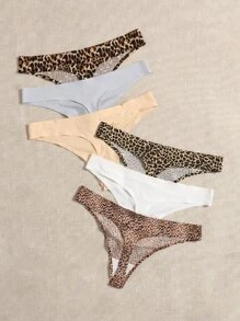 Yoga Sxy 6PCS Leopard Thong Sports Briefs - Multicolor - View 2