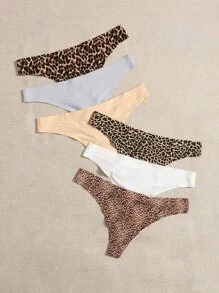 Yoga Sxy 6PCS Leopard Thong Sports Briefs - Multicolor - View 3