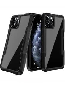 對比顏色邊框透明手機殼，適用於 iPhone 11、iPhone 13、iPhone 14 Pro Max - 黑色 - 查看 5