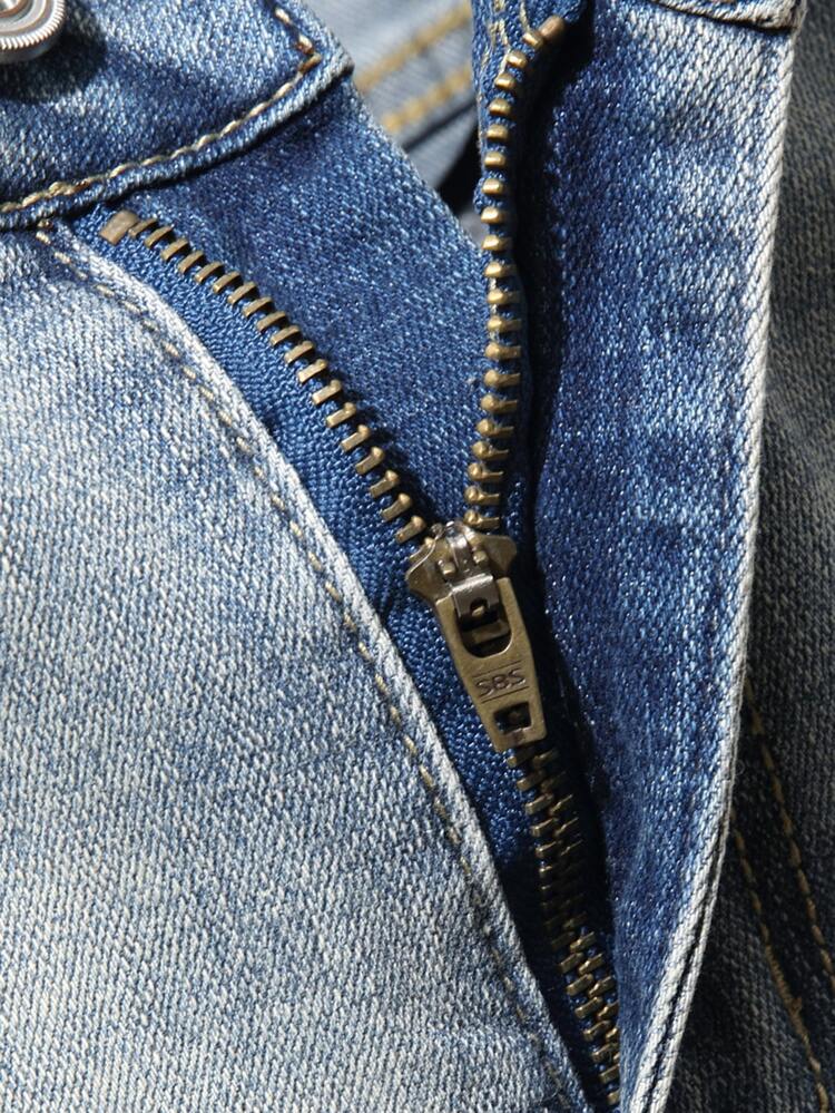 Manfinity uomo Jeans strappati dipingere Drip e con stampa pennellate - Lavaggio chiaro - Visualizzare 4