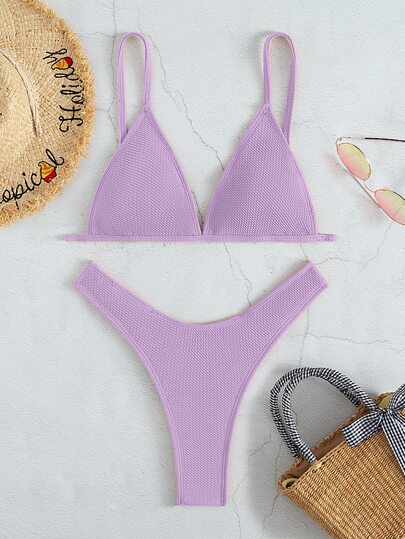 Plain High Cut Bikini For Summer Beach