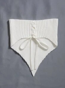 SHEIN Unity Asymmetrical Hem Tube Rib Knit Top - White - View 2