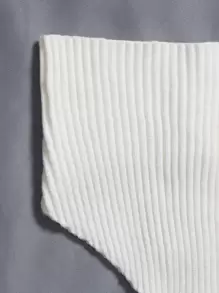 SHEIN Unity Asymmetrical Hem Tube Rib Knit Top - White - View 4