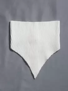 SHEIN Unity Asymmetrical Hem Tube Rib Knit Top - White - View 5