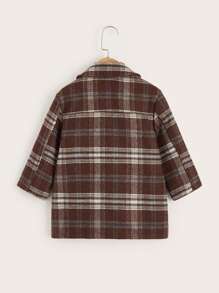 SHEIN Toddler Boys Tartan Print Patch Pocket Overcoat - Multicolor - View 2