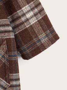 SHEIN Toddler Boys Tartan Print Patch Pocket Overcoat - Multicolor - View 4