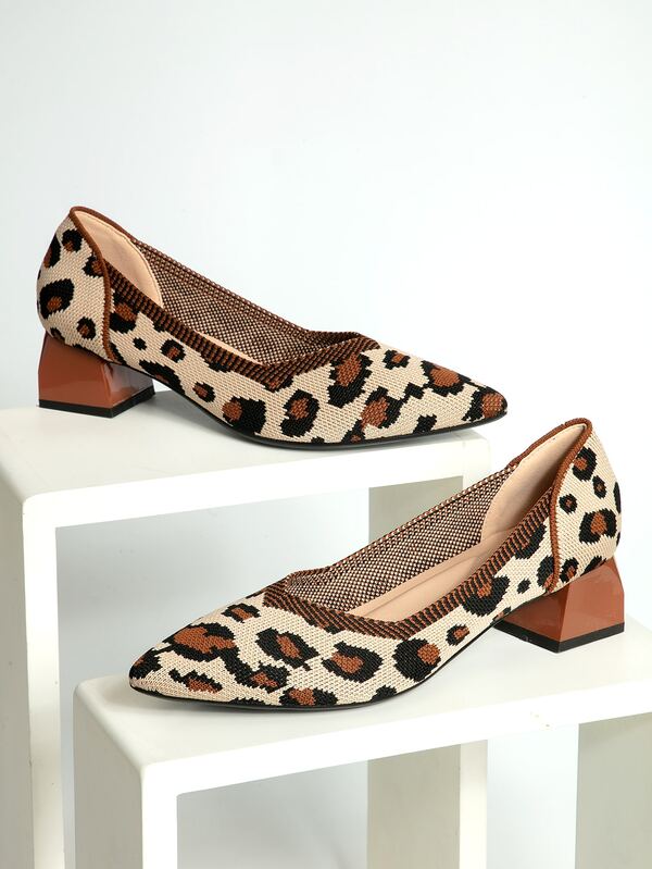 chunky leopard print heels