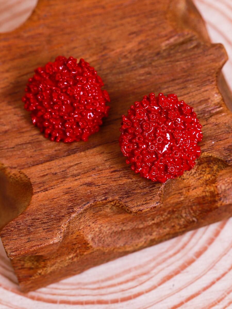 Bông tai đinh tán rắn - Đỏ - Xem 1