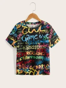 SHEIN Boys Letter Graphic Tee - Multicolor - View 1