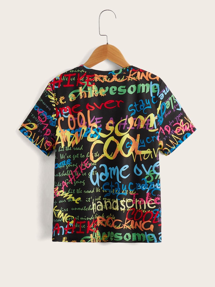 SHEIN Boys Letter Graphic Tee - Multicolor - View 2