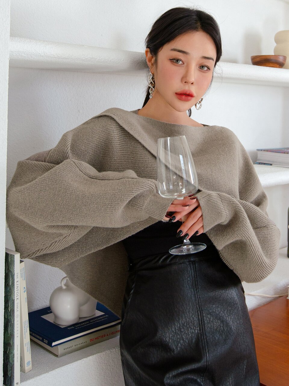 Solid Criss Cross Crop Sweater,Long Sleeve Tops,Fall Women Clothes