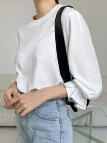 DAZY Flounce Sleeve Solid Tee,Ruffle,Fall Clothes