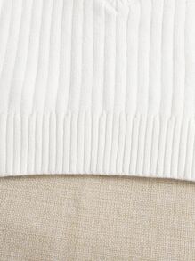 SHEIN Unity 素色條紋針織上衣 - 白色 - 查看 3