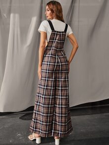 Mameluco de pierna ancha con estampado de tartán con cremallera delantera - Multicolor - Ver 2