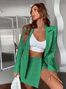 Aveloria 1 pieza Blazer con botones tweed ropa de trabajo - Verde - Ver 3