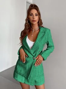 Aveloria 1 pieza Blazer con botones tweed ropa de trabajo - Verde - Ver 4