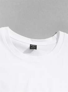 ROMWE MEN Guys Cartoon Slogan Graphic Tee - White - View 4