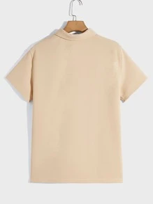 Manfinity NXTstreet 男士素色POLO衫和腰部抽繩短褲 - 卡其色 - 查看 2