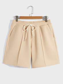 Manfinity NXTstreet 男士素色POLO衫和腰部抽繩短褲 - 卡其色 - 查看 3