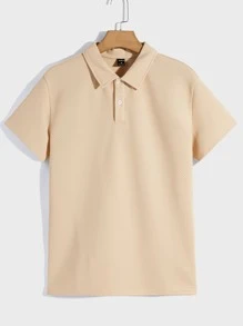 Manfinity NXTstreet 男士素色POLO衫和腰部抽繩短褲 - 卡其色 - 查看 7