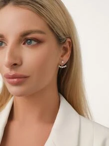 人造珍珠裝飾耳夾 - 白色 - 查看 2