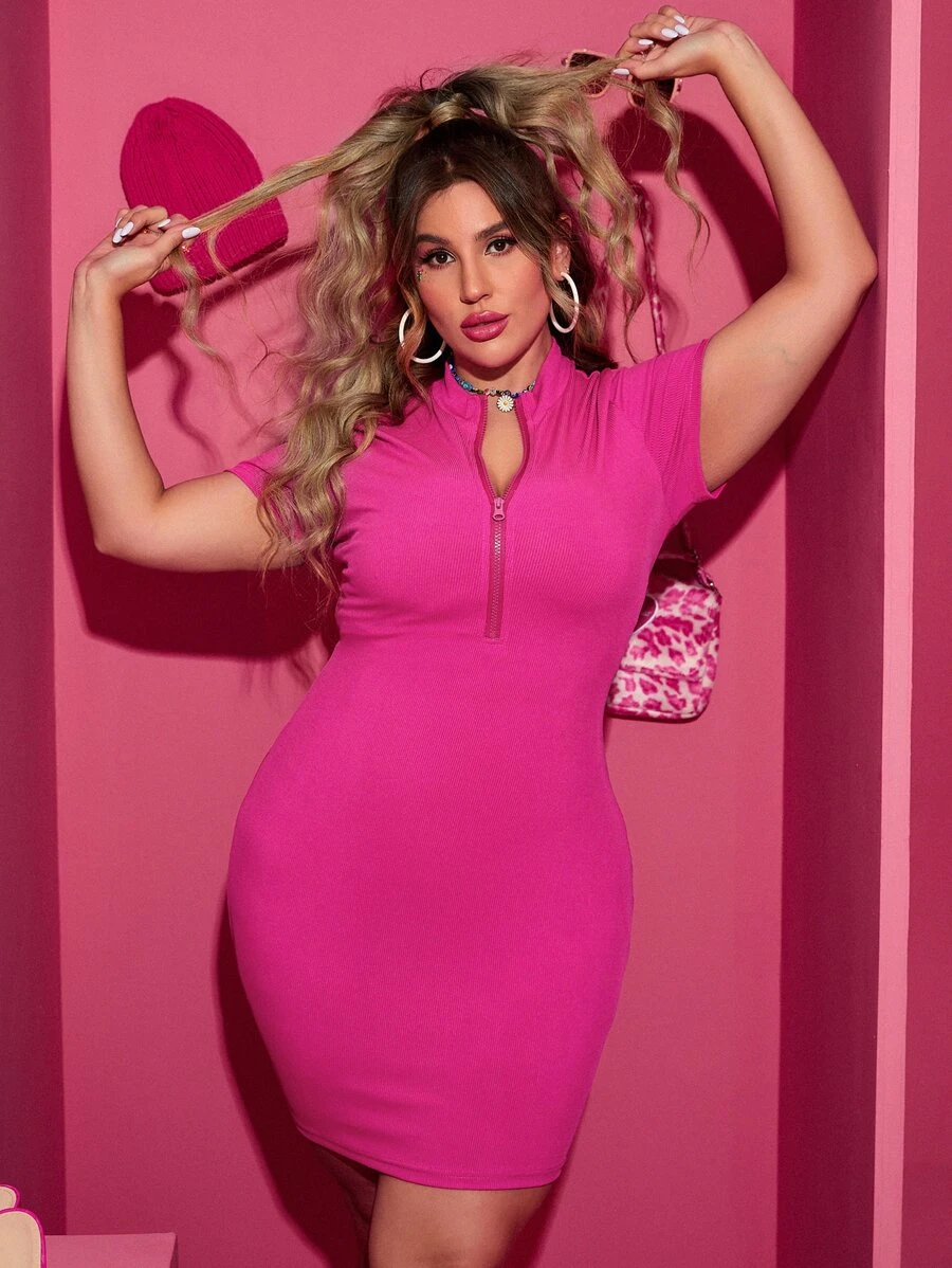 SHEIN Essnce 大碼半拉鏈不附腰帶緊身連衣裙