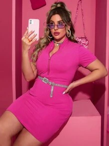 SHEIN Essnce 大碼半拉鏈不附腰帶緊身連衣裙