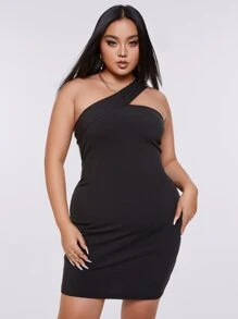 Đầm Plus Size màu trơn Giải trí - màu đen - Xem 4