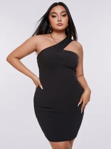 Đầm Plus Size màu trơn Giải trí - màu đen - Xem 5