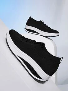 Cuccoo Minimalist Lace-up Front Rocking Shoes - Black - View 5