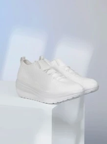 CUCCOO BASICS Zapatos mecedores minimalista con diseño de cordón tejido - Blanco - Ver 6