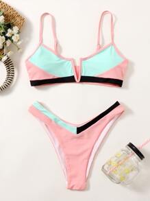 Color Block V Wired Bikini - Multicolor - View 6
