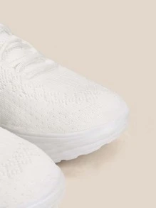 CUCCOO BASICS Zapatos mecedores minimalista con diseño de cordón tejido - Blanco - Ver 3