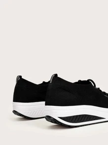 Cuccoo Minimalist Lace-up Front Rocking Shoes - Black - View 6