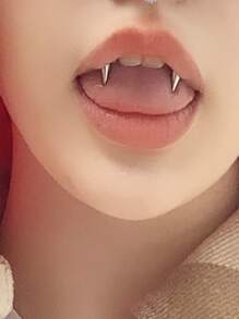 不銹鋼,簡約風和時髦尖牙設計唇釘適合女士和男士,龐克穿孔,A時尚身體鏈禮品適用於任何場合