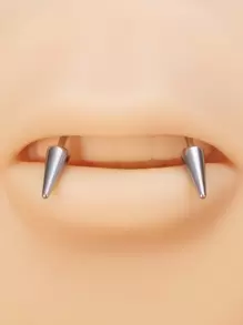 不銹鋼,簡約風和時髦尖牙設計唇釘適合女士和男士,龐克穿孔,A時尚身體鏈禮品適用於任何場合