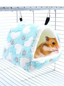 愛心圖案長毛絨寵物吊床 - 彩色 - 查看 1