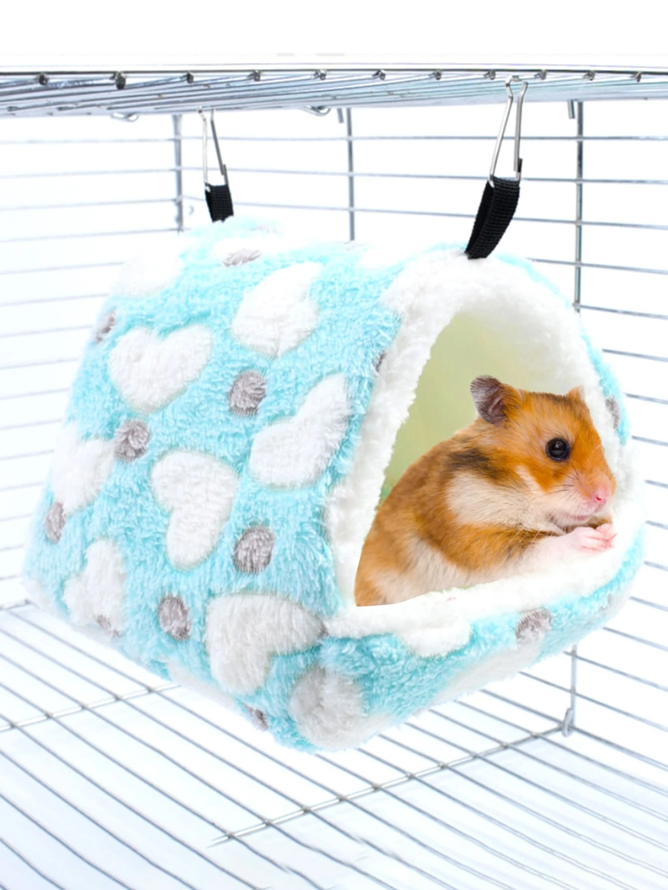 愛心圖案長毛絨寵物吊床 - 彩色 - 查看 1