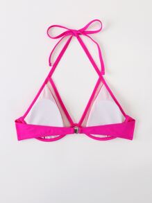 SHEIN Swim Summer Beach Harness Halter Underwire Bikini Top - Hot Pink - View 2