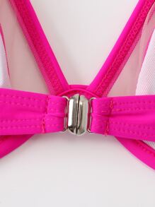 SHEIN Swim Summer Beach Harness Halter Underwire Bikini Top - Hot Pink - View 3