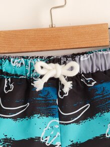 SHEIN 小男童筆刷圖案和恐龍印花短褲 - 彩色 - 查看 4