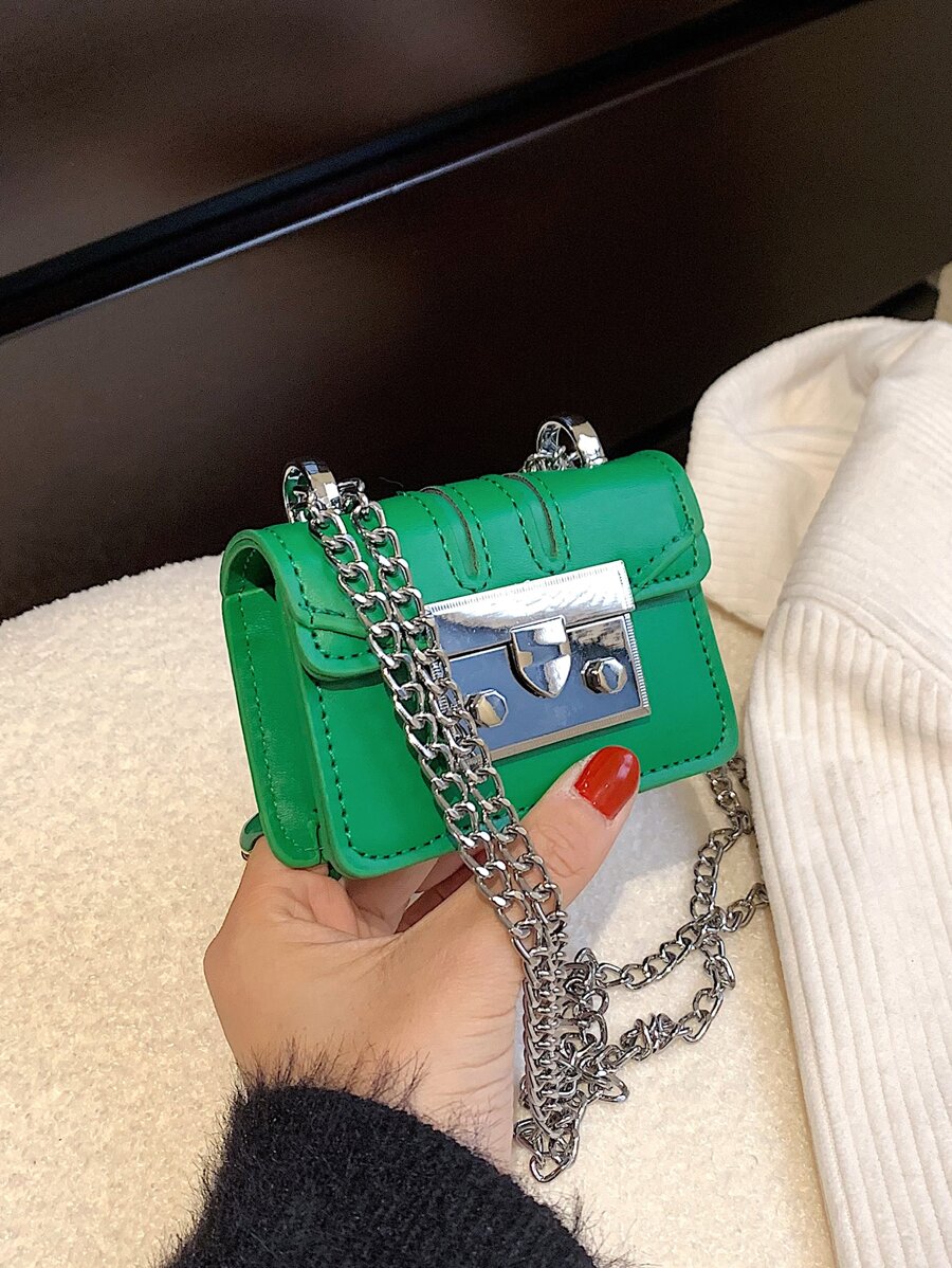 迷你鏈條方包 - 綠色 - 查看 1