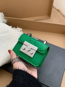 迷你鏈條方包 - 綠色 - 查看 4