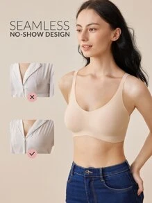 LUVLETTE Dream Curve 2ndSkin 无线全覆盖无缝隐形侧面支撑休闲裸色内衣可作为外穿 T 恤粘性 SizeFreedom 文胸隐形内衣舒适必备品也适合青少年女孩和儿童