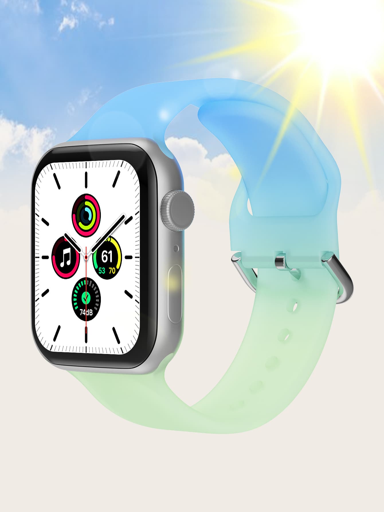 Uv敏感變色矽膠錶帶,兼容蘋果手錶 - 薄荷綠 - 查看 1