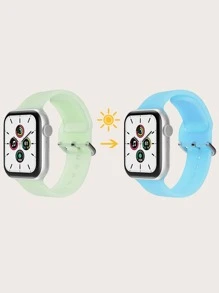 Uv敏感變色矽膠錶帶,兼容蘋果手錶 - 薄荷綠 - 查看 2