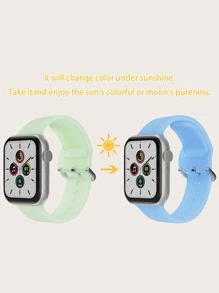 Uv敏感變色矽膠錶帶,兼容蘋果手錶 - 薄荷綠 - 查看 5