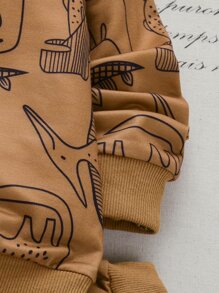 SHEIN 男孩恐龍印花連帽衫和運動長褲